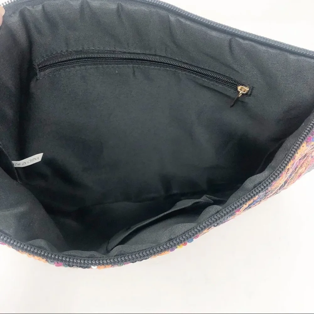 UNBRANDED | SEQUIN Aztec Print Small Clutch or Cosmetic Bag